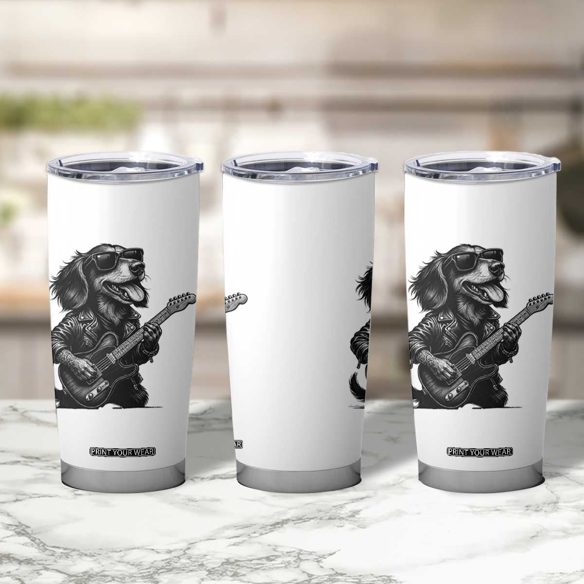 Rock And Roll Dachshund Tumbler Cup Dog Playing Guitar Music Lover TS12 Print Your Wear