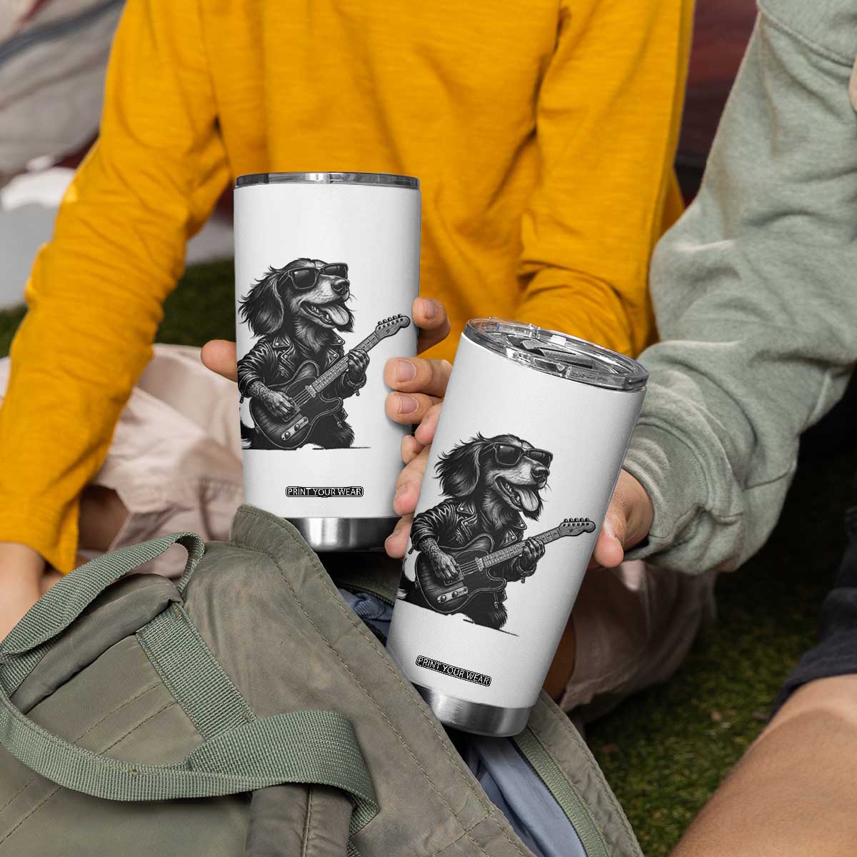 Rock And Roll Dachshund Tumbler Cup Dog Playing Guitar Music Lover TS12 Print Your Wear
