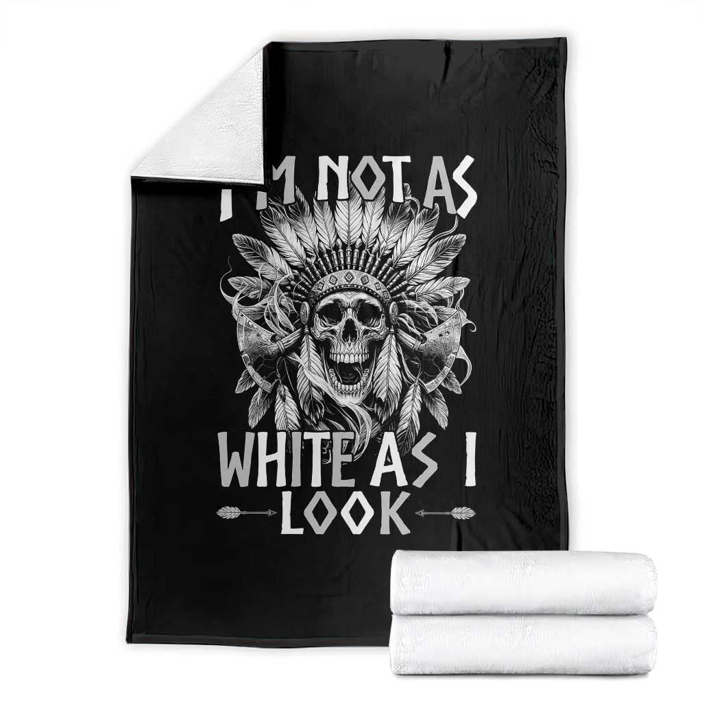 Vintage Native Warrior Skull Throw Blanket Im Not As White As I Look TS12 Black Print Your Wear