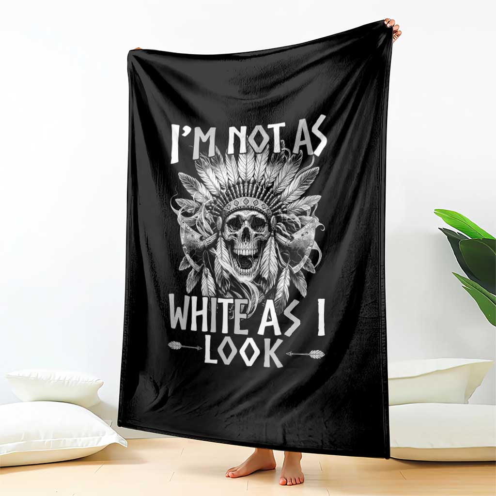Vintage Native Warrior Skull Throw Blanket Im Not As White As I Look TS12 Print Your Wear