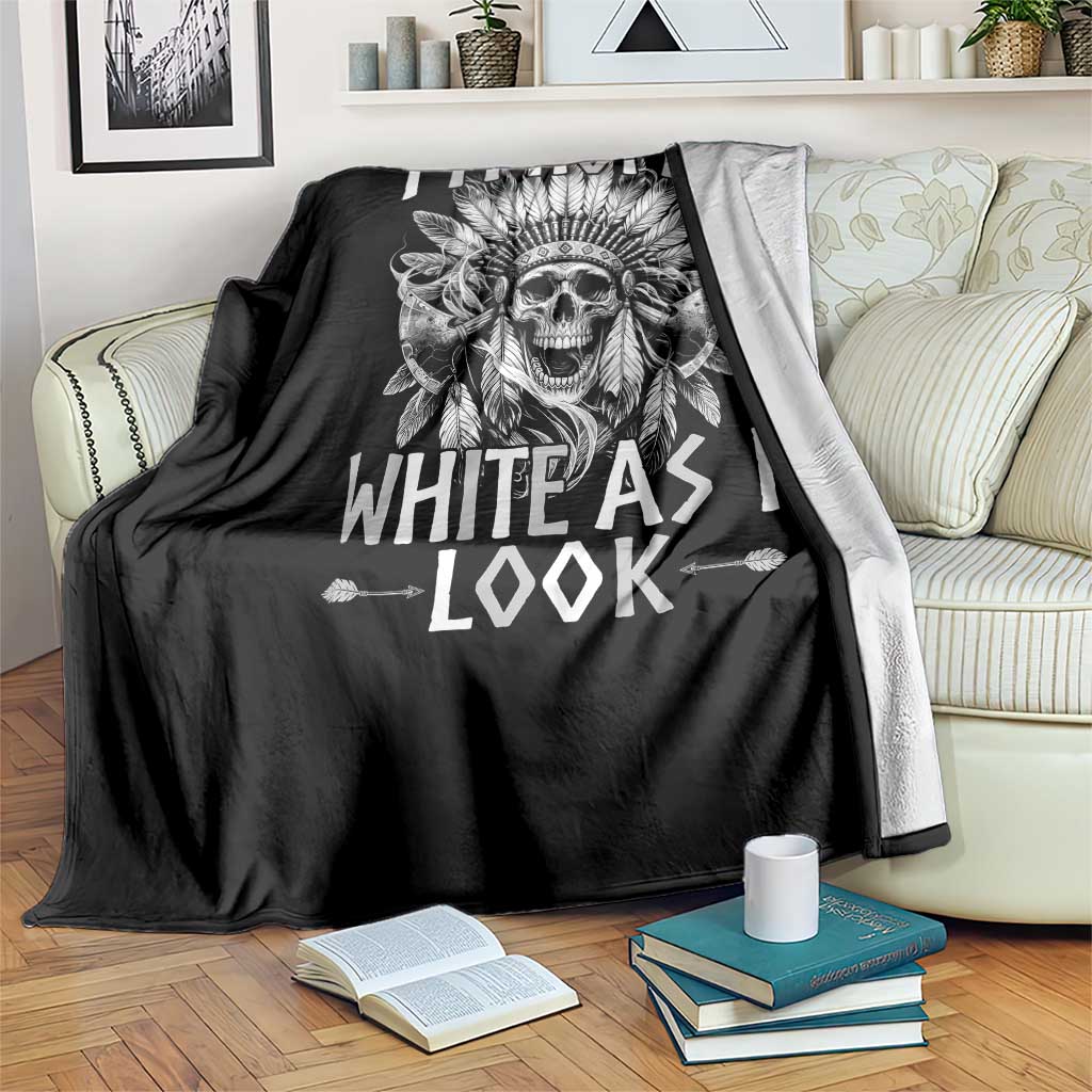Vintage Native Warrior Skull Throw Blanket Im Not As White As I Look TS12 Print Your Wear