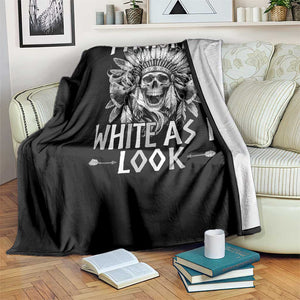 Vintage Native Warrior Skull Throw Blanket Im Not As White As I Look TS12 Print Your Wear