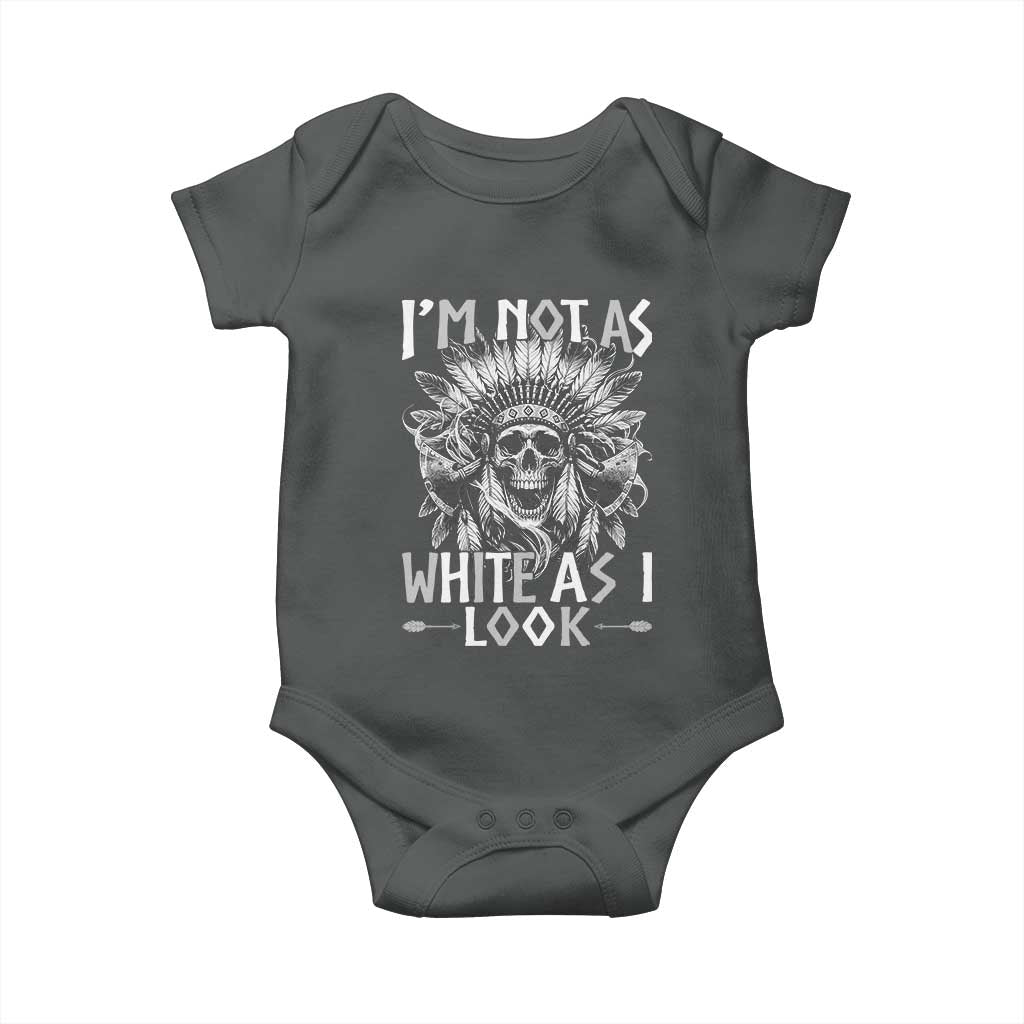 Vintage Native Warrior Skull Baby Onesie Im Not As White As I Look TS12 Dark Heather Print Your Wear