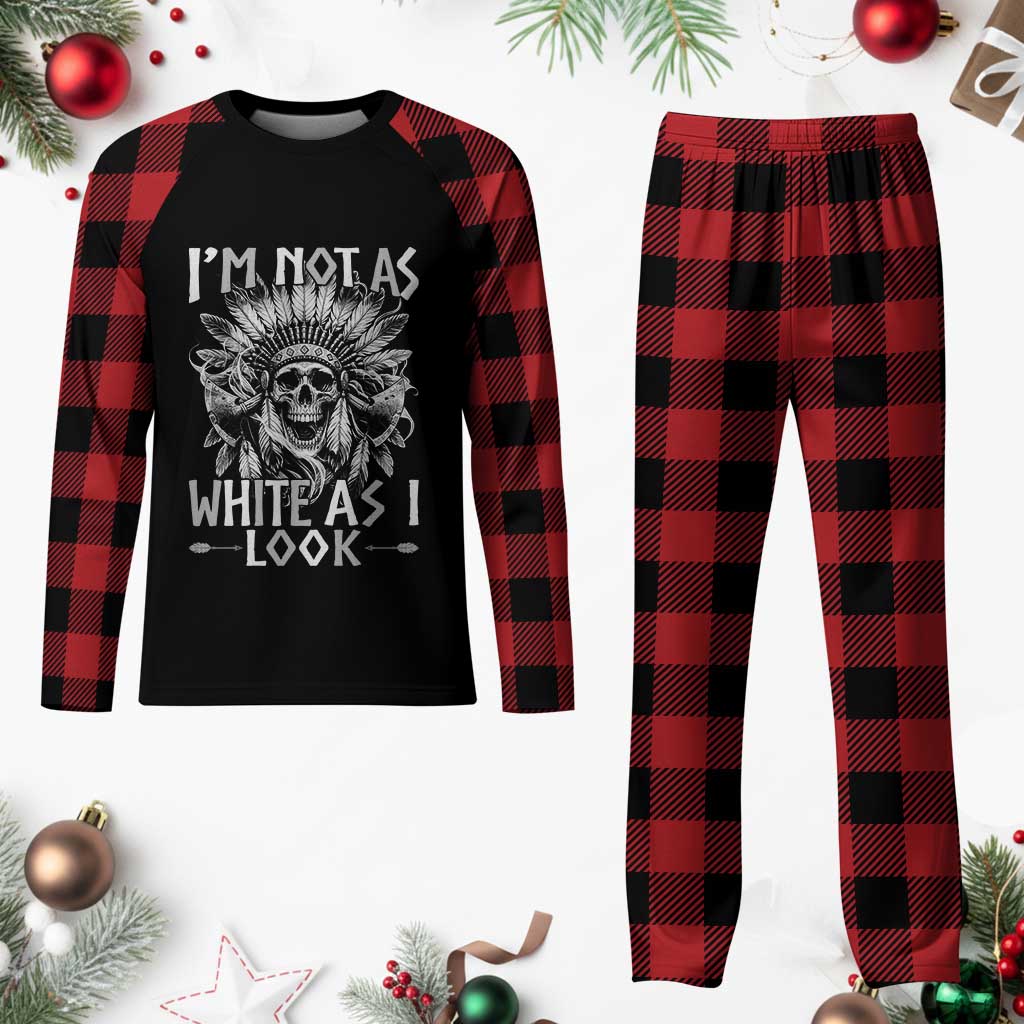 Vintage Native Warrior Skull Plaid Pajama Set Im Not As White As I Look TS12 Buffalo Plaid Print Your Wear