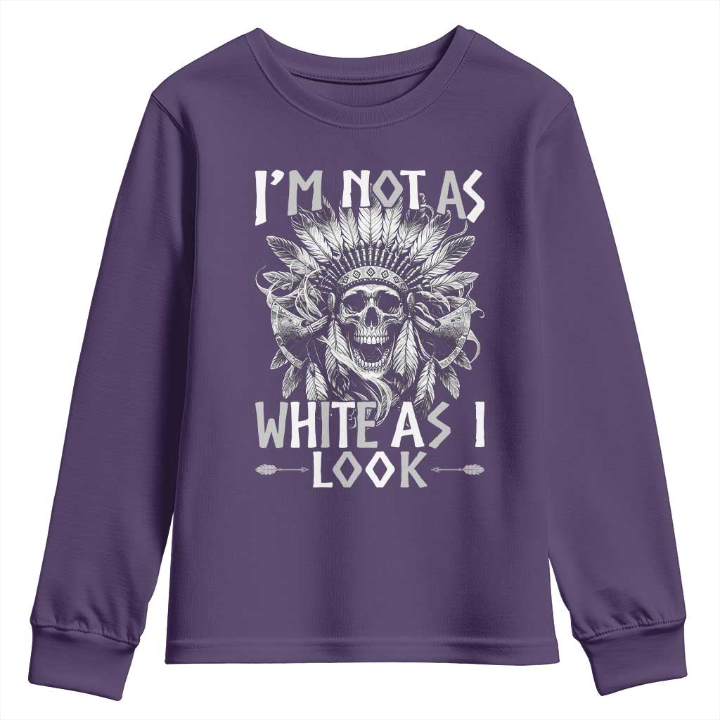 Vintage Native Warrior Skull Youth Sweatshirt Im Not As White As I Look TS12 Purple Print Your Wear