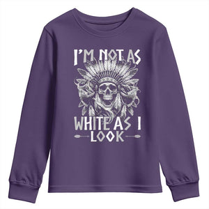 Vintage Native Warrior Skull Youth Sweatshirt Im Not As White As I Look TS12 Purple Print Your Wear