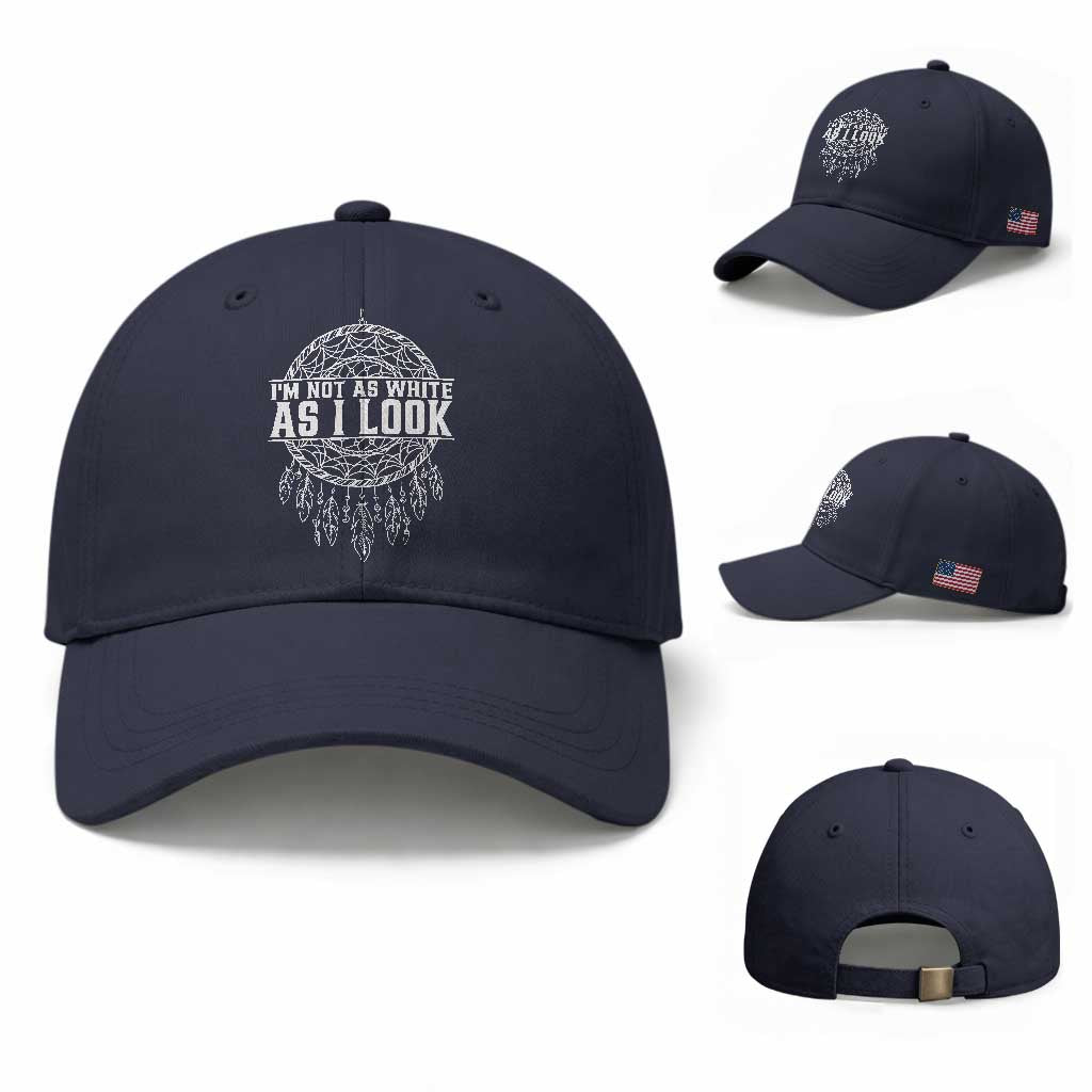 Im Not As White As I Look Baseball Cap Native Inspired Dreamcatcher TS12 Baseball Cap Universal Fit Navy Print Your Wear
