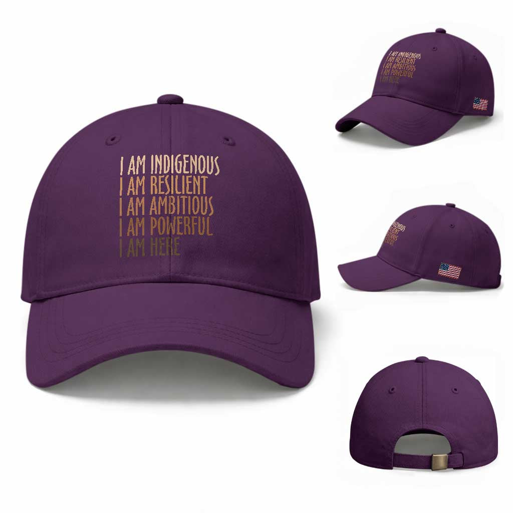 Indigenous Peoples Day Gifts Baseball Cap Resilient Ambitious Powerful Here TS12 Baseball Cap Universal Fit Purple Print Your Wear