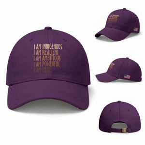 Indigenous Peoples Day Gifts Baseball Cap Resilient Ambitious Powerful Here TS12 Baseball Cap Universal Fit Purple Print Your Wear