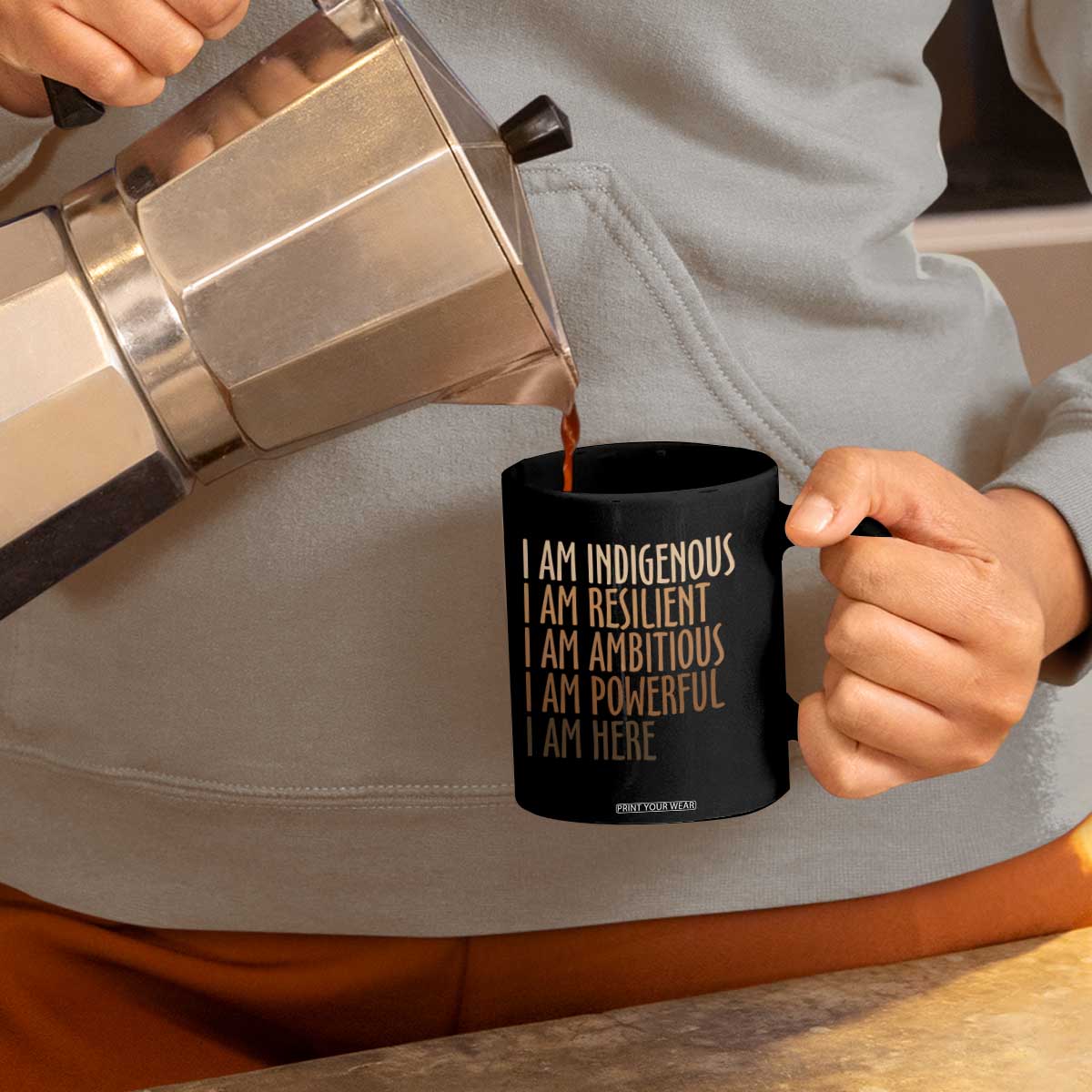 Indigenous Peoples Day Gifts Coffee Mug Resilient Ambitious Powerful Here TS12 Print Your Wear