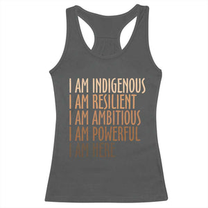 Indigenous Peoples Day Gifts Racerback Tank Top Resilient Ambitious Powerful Here TS12 Dark Heather Print Your Wear