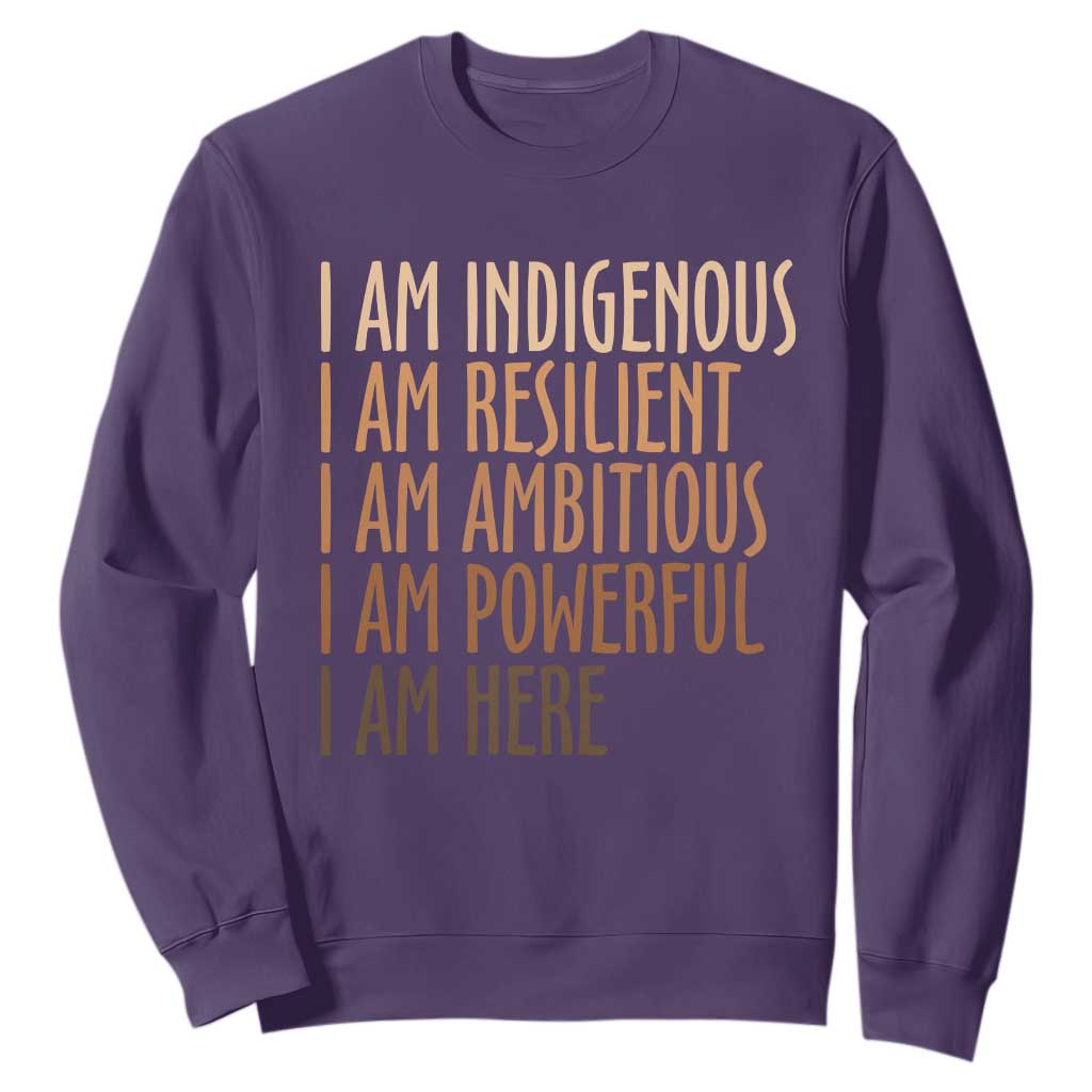 Indigenous Peoples Day Gifts Sweatshirt Resilient Ambitious Powerful Here TS12 Purple Print Your Wear