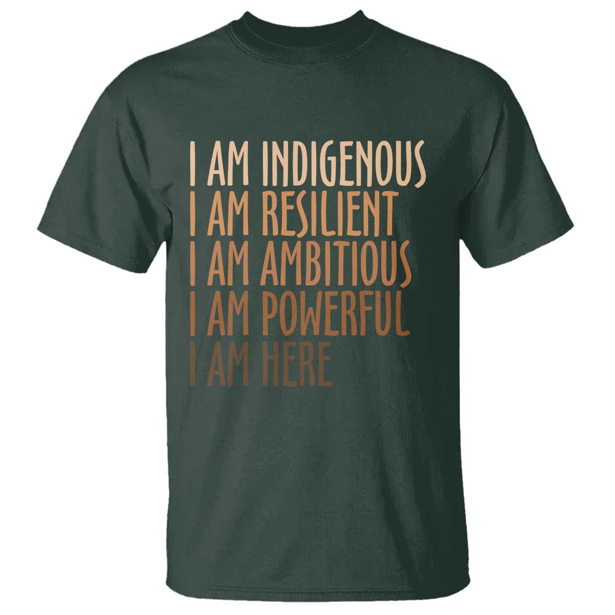 Indigenous Peoples Day Gifts T Shirt Resilient Ambitious Powerful Here TS12 Dark Forest Green Print Your Wear