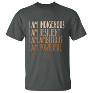 Indigenous Peoples Day Gifts T Shirt Resilient Ambitious Powerful Here TS12 Dark Heather Print Your Wear