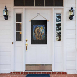 Native American Woman And White Wolf Garden Flag Starry Night Inspired Art TS12 Print Your Wear