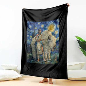 White Buffalo Woman Throw Blanket North American Native Legends Starry Night Inspired Art TS12 Print Your Wear