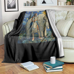White Buffalo Woman Throw Blanket North American Native Legends Starry Night Inspired Art TS12 Print Your Wear