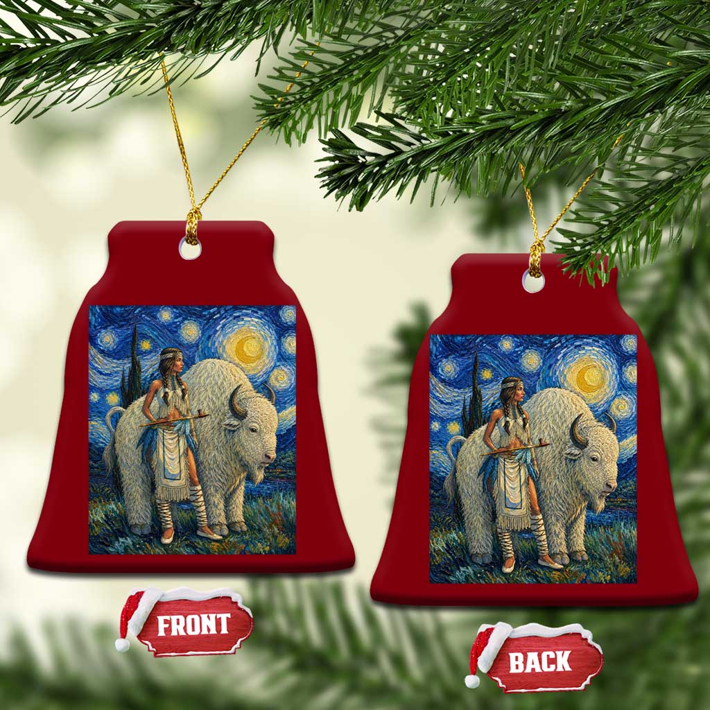 White Buffalo Woman Ceramic Ornament North American Native Legends Starry Night Inspired Art TS12 Print Your Wear