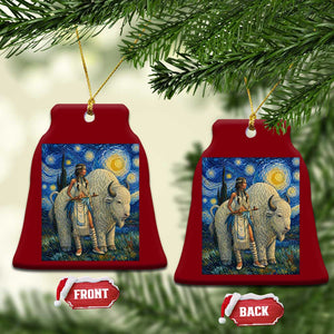 White Buffalo Woman Ceramic Ornament North American Native Legends Starry Night Inspired Art TS12 Print Your Wear