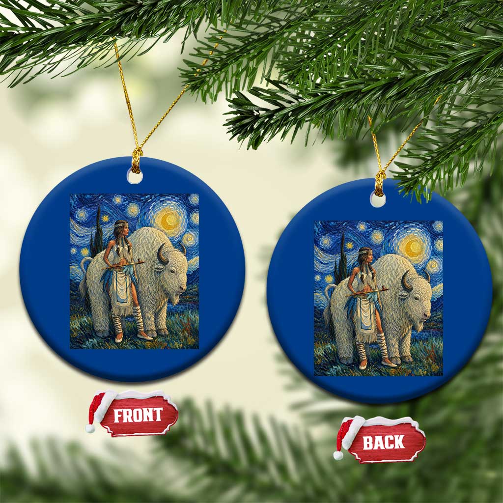 White Buffalo Woman Ceramic Ornament North American Native Legends Starry Night Inspired Art TS12 1pc Blue Print Your Wear