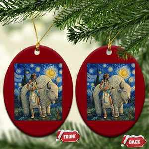 White Buffalo Woman Ceramic Ornament North American Native Legends Starry Night Inspired Art TS12 Print Your Wear