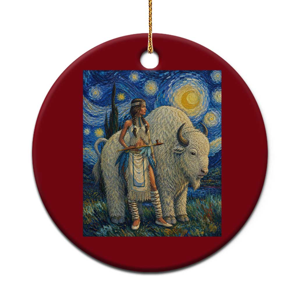 White Buffalo Woman Ceramic Ornament North American Native Legends Starry Night Inspired Art TS12 1pc Red Print Your Wear