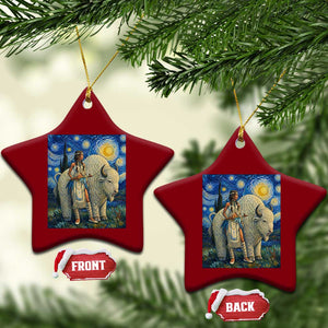 White Buffalo Woman Ceramic Ornament North American Native Legends Starry Night Inspired Art TS12 Print Your Wear