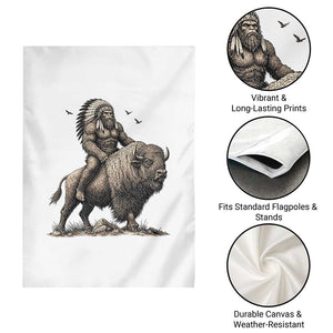 Funny Bigfoot Buffalo Rider Garden Flag Native Inspired Heritage Graphic TS12 Print Your Wear