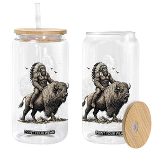 Funny Bigfoot Buffalo Rider Glass Can Native Inspired Heritage Graphic TS12 Print Your Wear