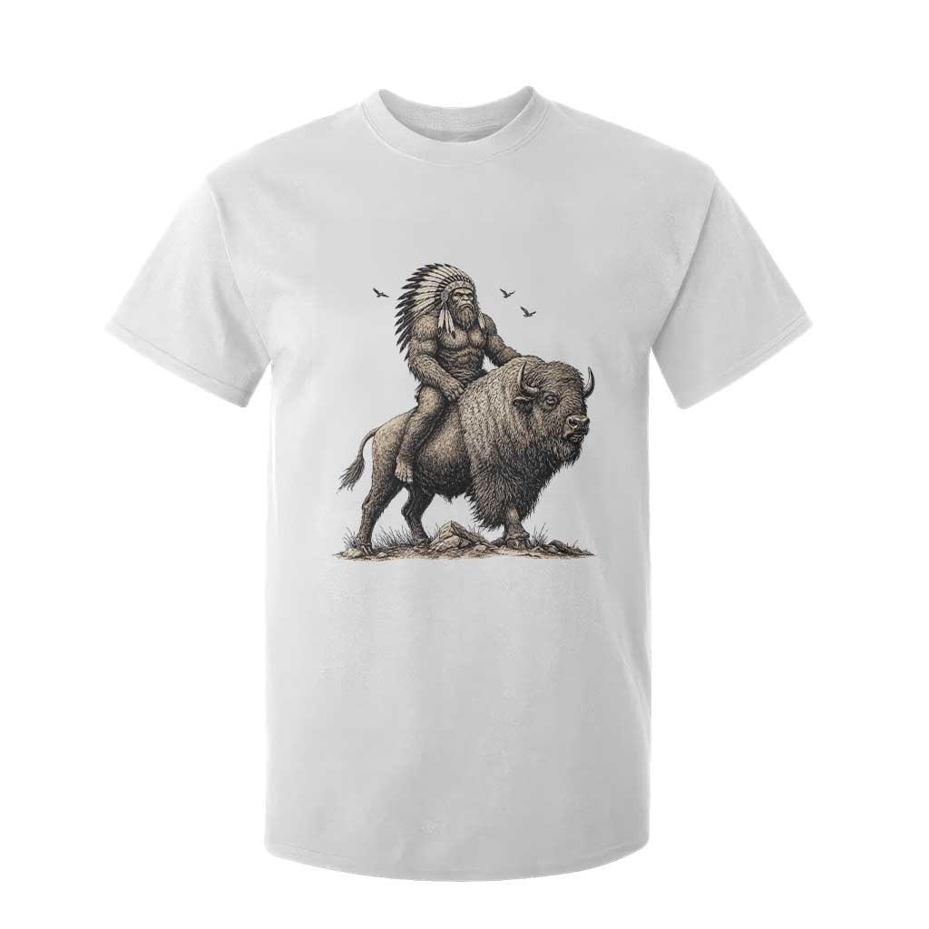 Funny Bigfoot Buffalo Rider T Shirt For Kid Native Inspired Heritage Graphic TS12 White Print Your Wear