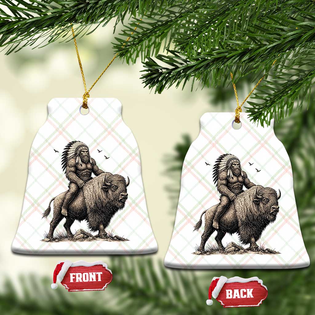 Funny Bigfoot Buffalo Rider Ceramic Ornament Native Inspired Heritage Graphic TS12 Print Your Wear