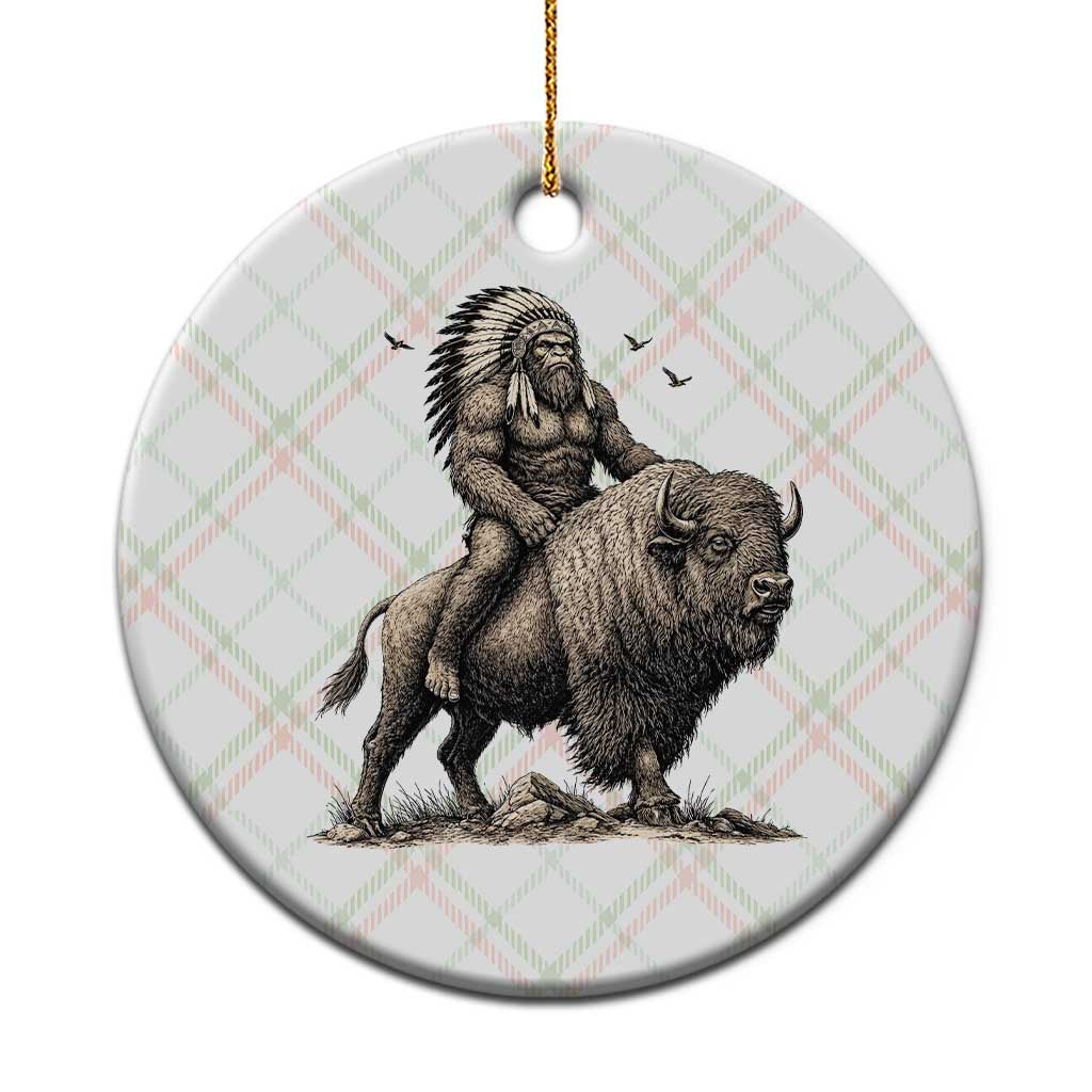 Funny Bigfoot Buffalo Rider Ceramic Ornament Native Inspired Heritage Graphic TS12 1pc Christmas Plaid Print Your Wear