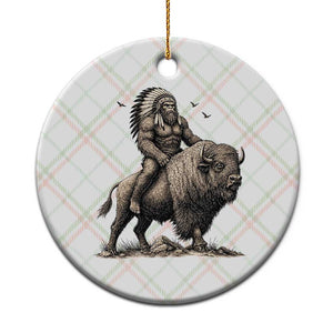 Funny Bigfoot Buffalo Rider Ceramic Ornament Native Inspired Heritage Graphic TS12 1pc Christmas Plaid Print Your Wear