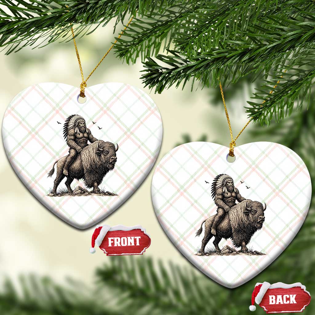 Funny Bigfoot Buffalo Rider Ceramic Ornament Native Inspired Heritage Graphic TS12 Print Your Wear