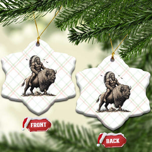 Funny Bigfoot Buffalo Rider Ceramic Ornament Native Inspired Heritage Graphic TS12 Print Your Wear