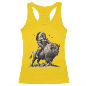 Funny Bigfoot Buffalo Rider Racerback Tank Top Native Inspired Heritage Graphic TS12 Daisy Print Your Wear