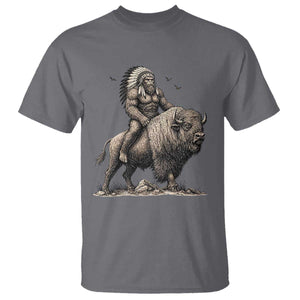 Funny Bigfoot Buffalo Rider T Shirt Native Inspired Heritage Graphic TS12 Charcoal Print Your Wear