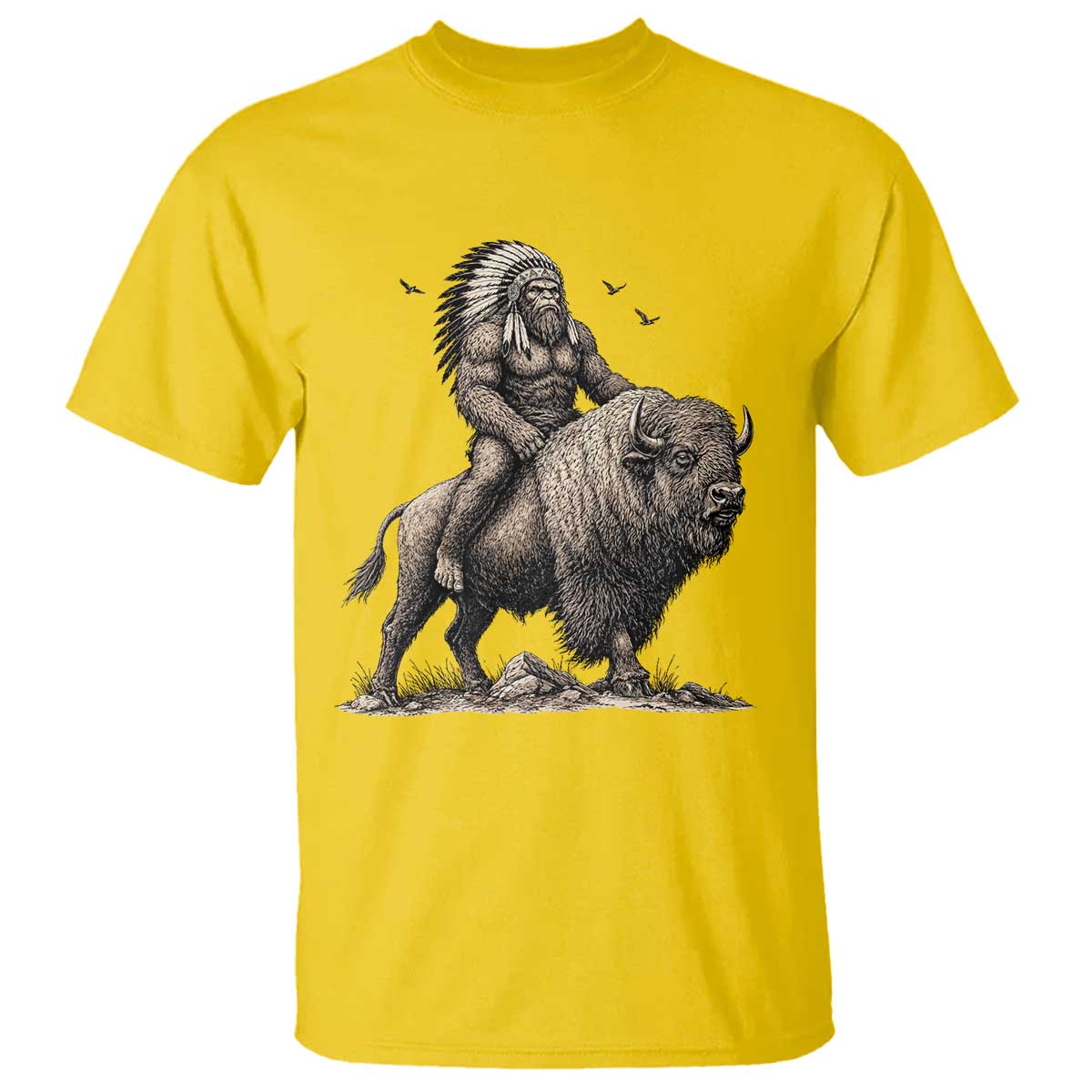 Funny Bigfoot Buffalo Rider T Shirt Native Inspired Heritage Graphic TS12 Daisy Print Your Wear