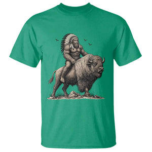 Funny Bigfoot Buffalo Rider T Shirt Native Inspired Heritage Graphic TS12 Irish Green Print Your Wear