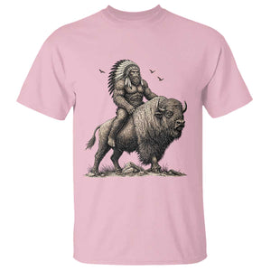 Funny Bigfoot Buffalo Rider T Shirt Native Inspired Heritage Graphic TS12 Light Pink Print Your Wear