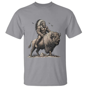 Funny Bigfoot Buffalo Rider T Shirt Native Inspired Heritage Graphic TS12 Sport Gray Print Your Wear
