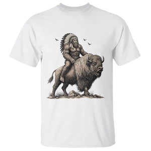 Funny Bigfoot Buffalo Rider T Shirt Native Inspired Heritage Graphic TS12 White Print Your Wear