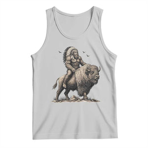 Funny Bigfoot Buffalo Rider Tank Top Native Inspired Heritage Graphic TS12 Ash Print Your Wear