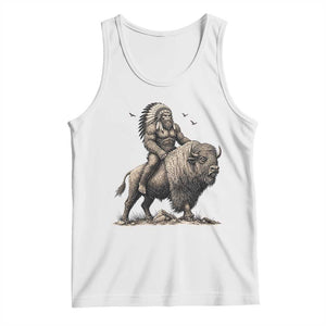 Funny Bigfoot Buffalo Rider Tank Top Native Inspired Heritage Graphic TS12 White Print Your Wear