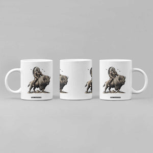 Funny Bigfoot Buffalo Rider Coffee Mug Native Inspired Heritage Graphic TS12 Print Your Wear
