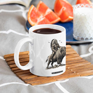 Funny Bigfoot Buffalo Rider Coffee Mug Native Inspired Heritage Graphic TS12 Print Your Wear