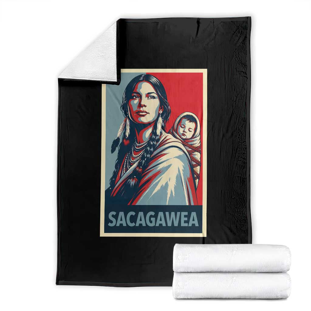 Womens History Month Sacagawea Throw Blanket Native American Heritage Graphic TS12 Black Print Your Wear