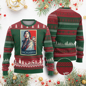 Womens History Month Sacagawea Ugly Christmas Sweater Native American Heritage Graphic TS12 Red Green Print Your Wear