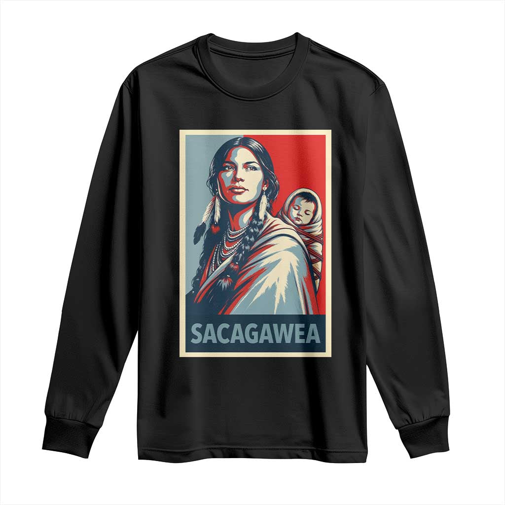 Womens History Month Sacagawea Long Sleeve Shirt Native American Heritage Graphic TS12 Black Print Your Wear