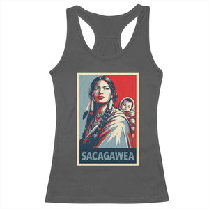 Womens History Month Sacagawea Racerback Tank Top Native American Heritage Graphic TS12 Dark Heather Print Your Wear